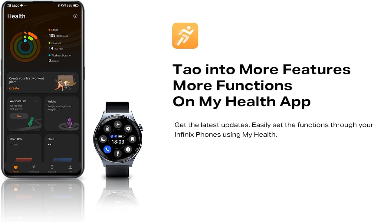 ساعة Infinix XWatch XW3E تعرض واجهات ساعة مختلفة