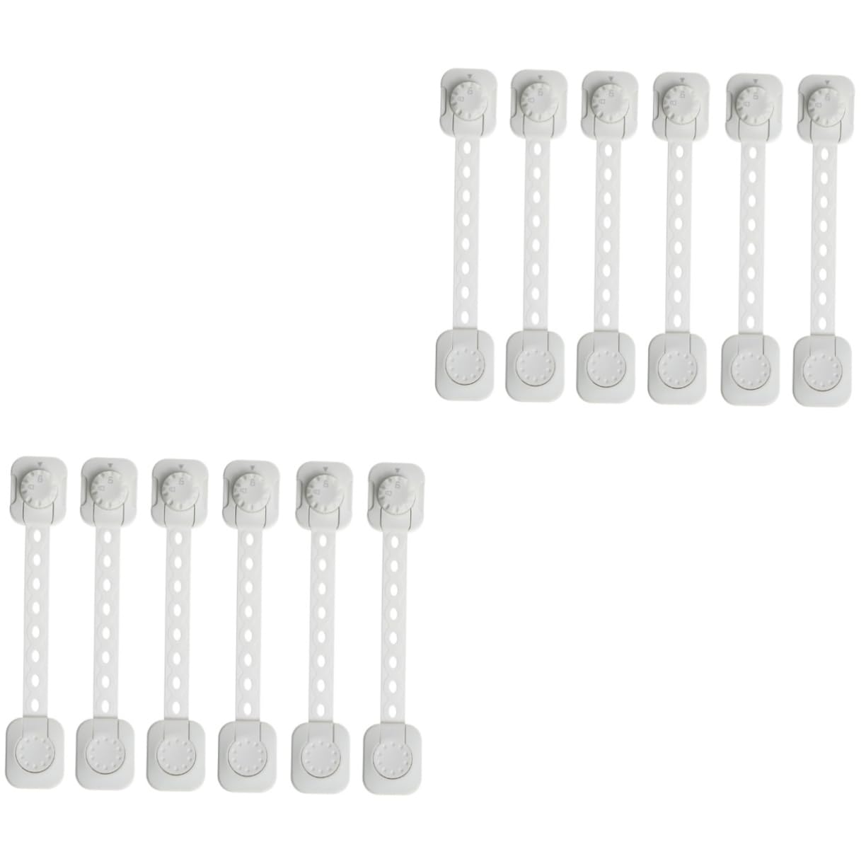 VICASKY 12pcs Pezzi Serratura di Sicurezza Regolabile Multiuso Sicurezza Bambini Per Armadi E Frigoriferi Bianco Morsetto Protezione Per Ragazzi Ragazze