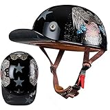 Casco De Motocicleta De Media Cara Para Hombre Y Mujer,Aprobado Por DOT,Gorra De Béisbol Para Motocicleta,Casco De Media Cara Con Forma De Calavera, Casco De Scooter Abierto Novedoso F,L(58-60) CM