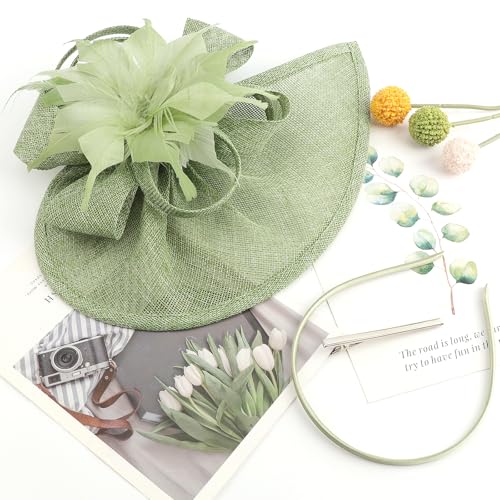 Image of DRESHOW Women Fascinator Hats Tea Party Hat Vintage Pillbox Hat Headband for Cocktail