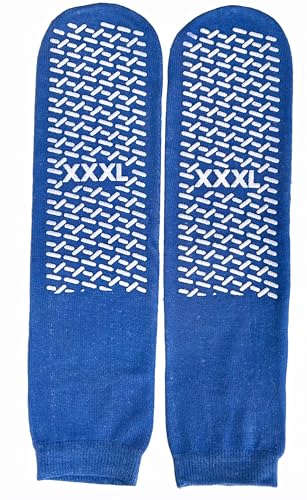 Generic 3XL Slip Stop Single Tread Slipper Socks | Triple Extra Large Blue Extra Wide Bariatric Socks (3 Pairs), MAAS-SOC-001