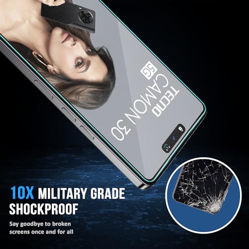 Image of ArmourPro Military Grade Gorilla Tempered Glass Screen Protector Compatible For Tecno Camon 30 (6.78 Inch) With Easy Installation Kit| Edge To Edge Coverage |Black