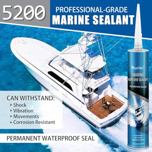 Image of 5200 Marine Sealant Fast Cure, Marine Adhesive Sealant, Waterproof Polyurethane Adhesive, Permanent Flexible Bond, UV Resistant, Above & Below Waterline for Boats, RVs, Vehicles, White, 6 Pack