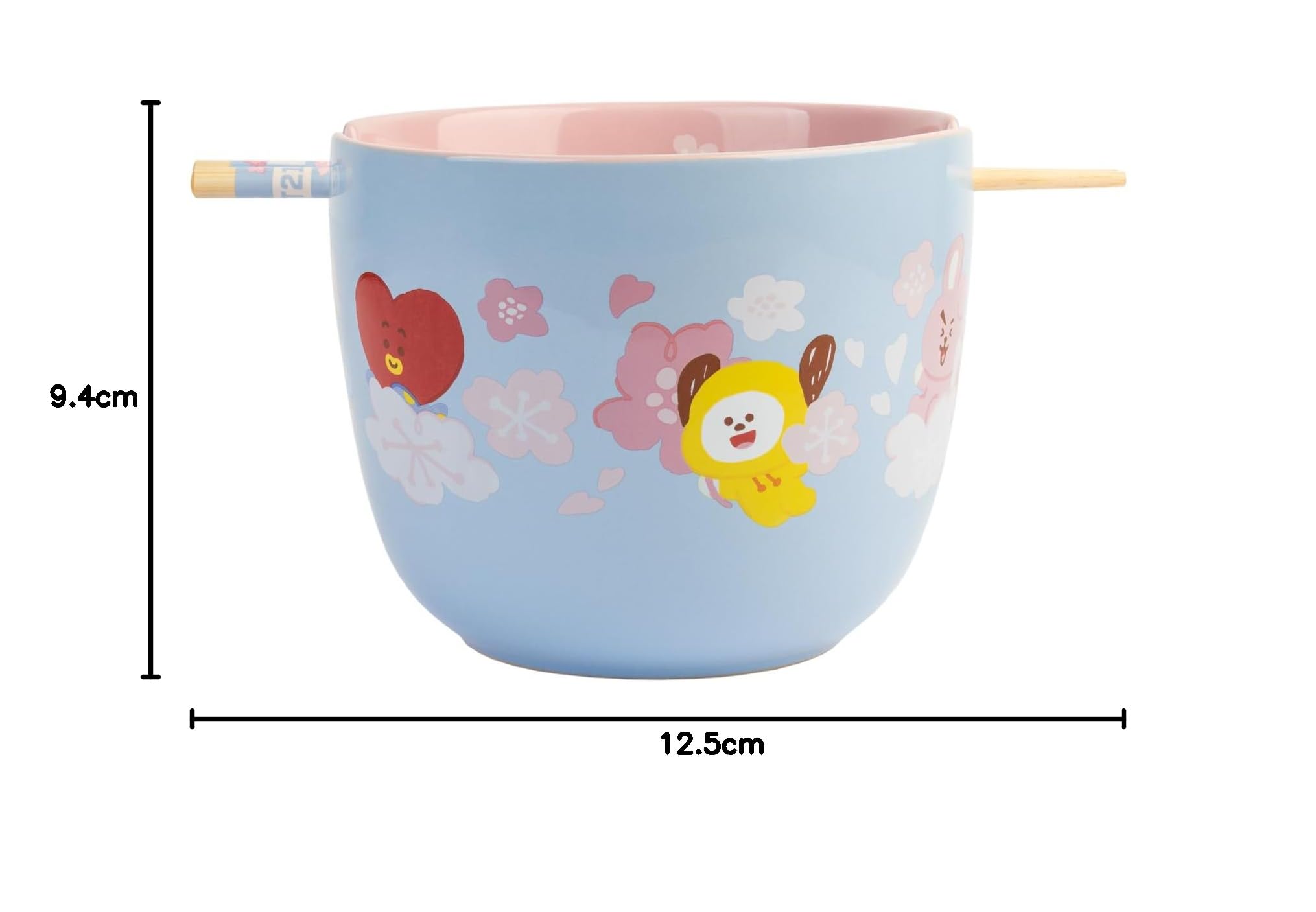 Grupo Erik Ciotola Ramen BT21 - Ramen Bowl 1400 ml, Ciotole Cucina Giapponese con Bacchette, Adatta per Lavastoviglie e Microonde | Insalatiera Regalo Kawaii