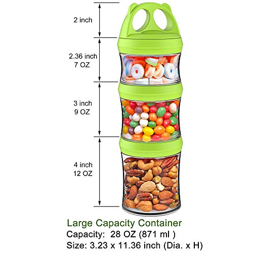 Image of SELEWARE Green Stackable Snack Containers for Kids Toddlers Adults, 28oz