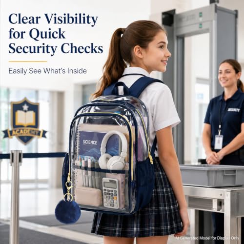 Image of AGSDON Clear Backpack, Heavy Duty Transparent Bookbag, See Through PVC Backpacks for Women Men
