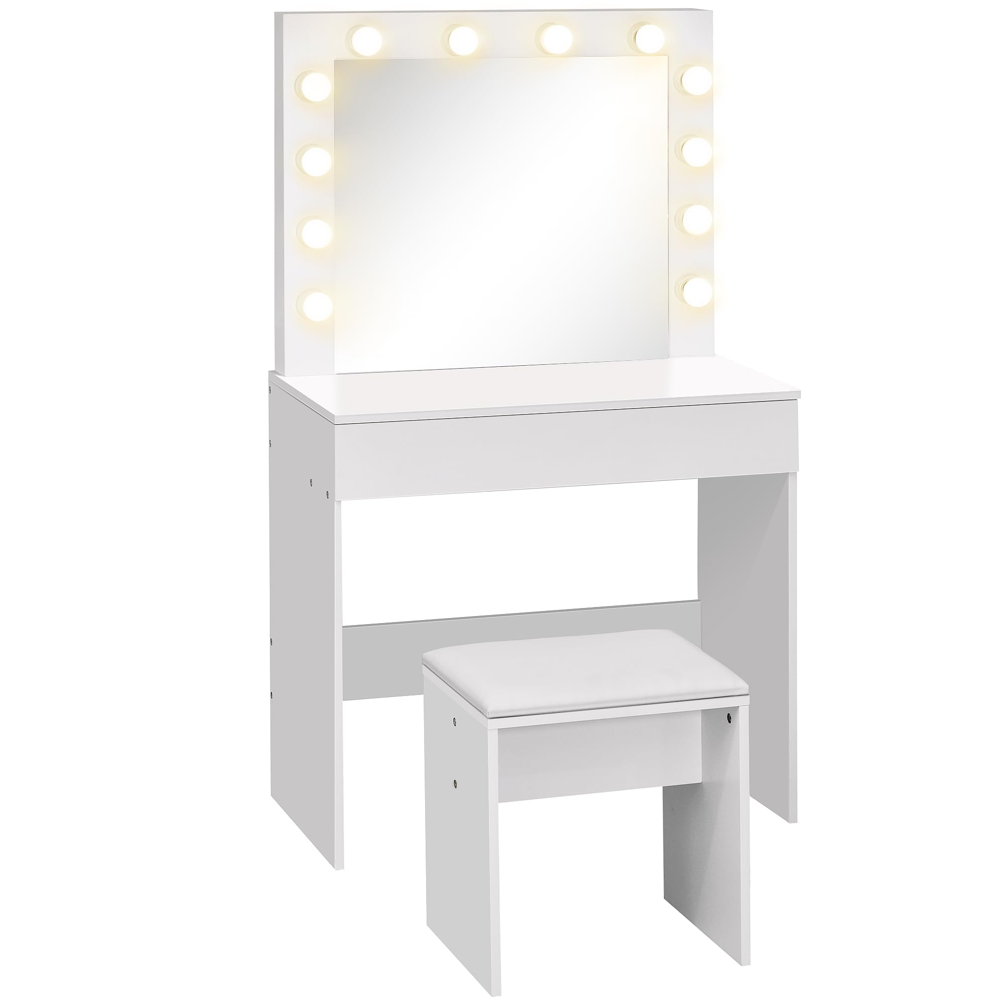 Poundex Bobkona Cailyn F4148 Set Da Trucco Con Specchio E Sgabello, Bianco – Scrivania E Vanità Con Cassetti - 2