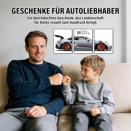 3 Stück Auto Poster, Sportwagen Wandposter für Wall Decor, Supercar Leinwand Bilder für Jungs Zimmer Deko, Auto Zimmerdeko Geschenk Autoliebhaber für Büro Schlafzimmer Wohnzimmer Deko, 40 x 30 cm