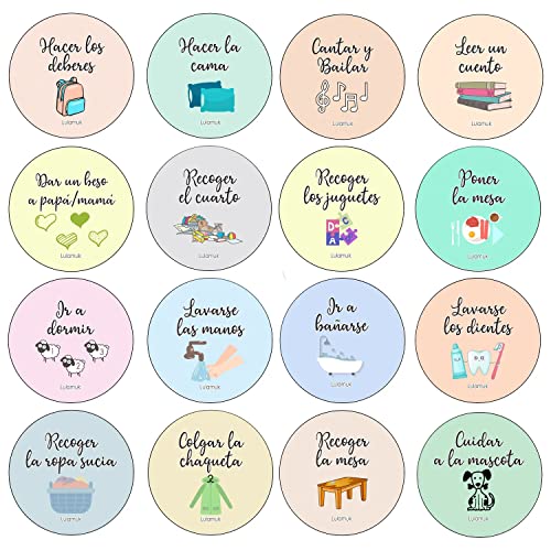 Pack 16 imanes montessori Rutinas educativas tareas | Buen comportamiento, rutinas, juego educativo | Lulamuk