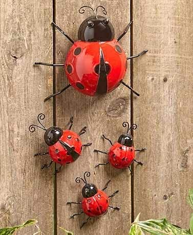 St@llion 1 Piece Metal Ladybird, Garden Wall Art Bug, Hanging Ornaments, Wall Sculpture Indoor Outdoor, Cute Insect Ornaments Lawn Decor for Garden Fence Terrace Office Home Bedroom Living Room - Image 4