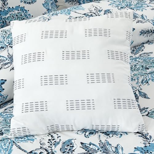 Image of Modern Threads 5-Piece Printed Comforter Set, Athenas Queen in White and Teal - Soft Comforter, 2 Pillow Shams, and 2 Decorative Pillows
