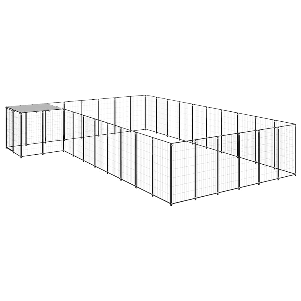 Cane cucciolo nero 19,36 m², robusto acciaio verniciato a polvere, 440 x 550 x 110 cm, grande recinto esterno per cane e cucciolo con tetto in polietilene