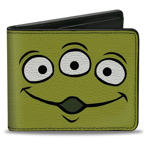 Buckle-Down Disney Wallet, Bifold, Toy Story Alien Eyes Character Close Up Green, Vegan Leather