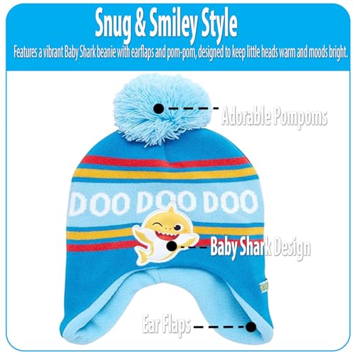 Image of Nickelodeon Boys' Baby Shark Winter Hat and 2 Pairs of Mitten Set (Toddler)