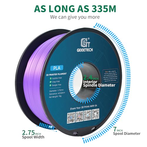 Image of Geeetech Purple PLA 3D Printer Filament, 1kg Spool (2.2lbs), Upgrade Tidy Winding Tangle-Free, 1.75mm Dimensional Accuracy + /- 0.02 mm, 3D Printing Filament Fits for Most FDM 3D Printers