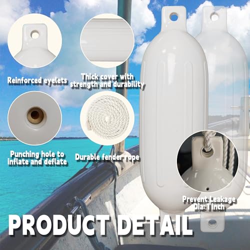 VANCUS Boat Fenders 4 Pack, Boat Bumpers for Docking with 4 Ropes by VANCUS - Used condition - Image 2