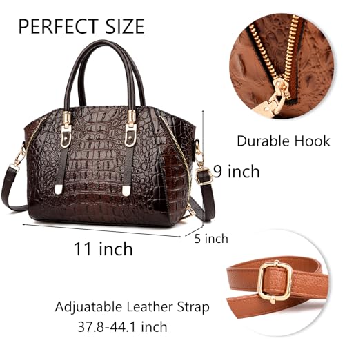 Image of Trendy Crocodile Handbags for Women: Large Capacity Leather Handbag Crossbody Bags with Shoulder Strap Ideal Choice