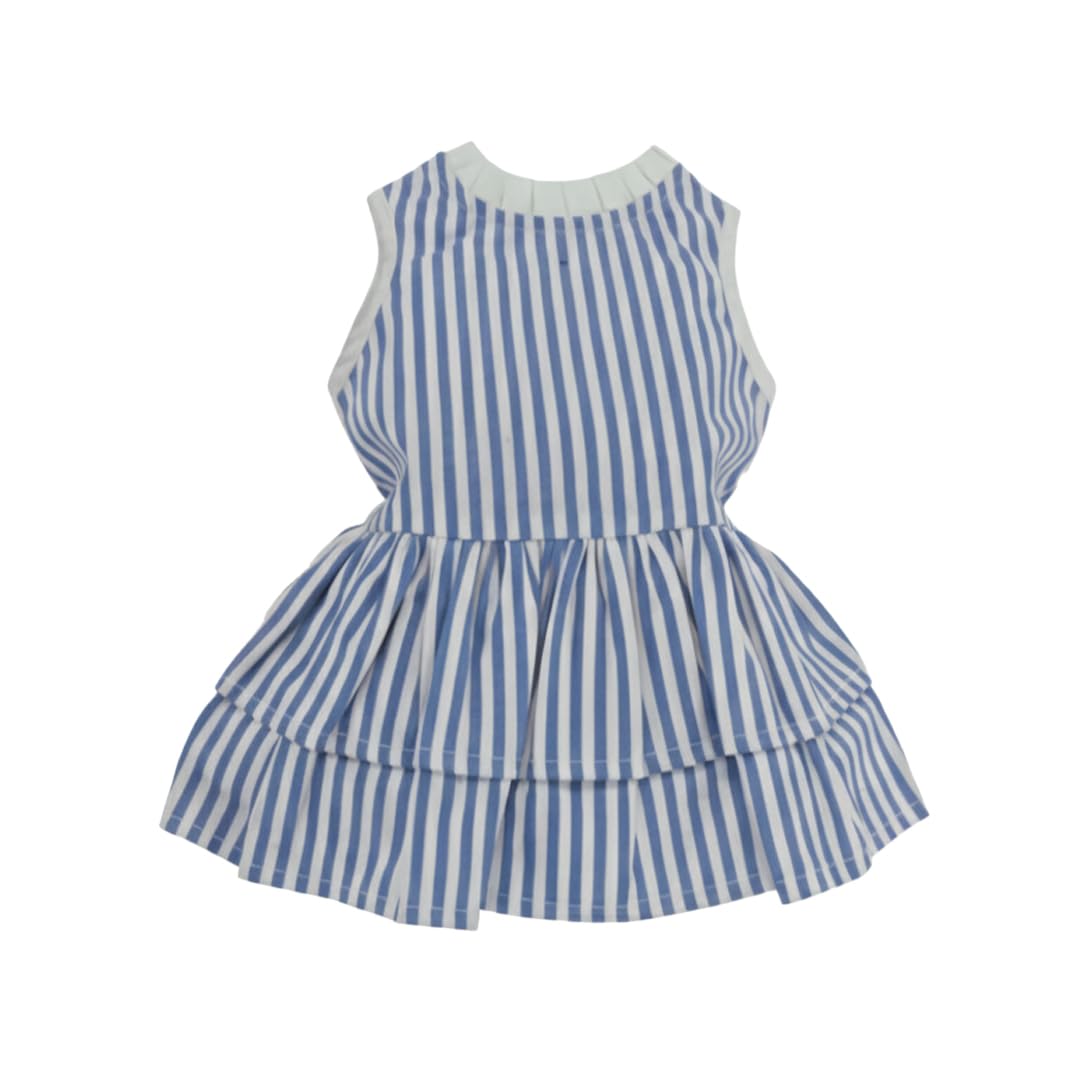 PETS EMPIRE Cute Cat Dress – Striped Blue Pet Clothing for Cats