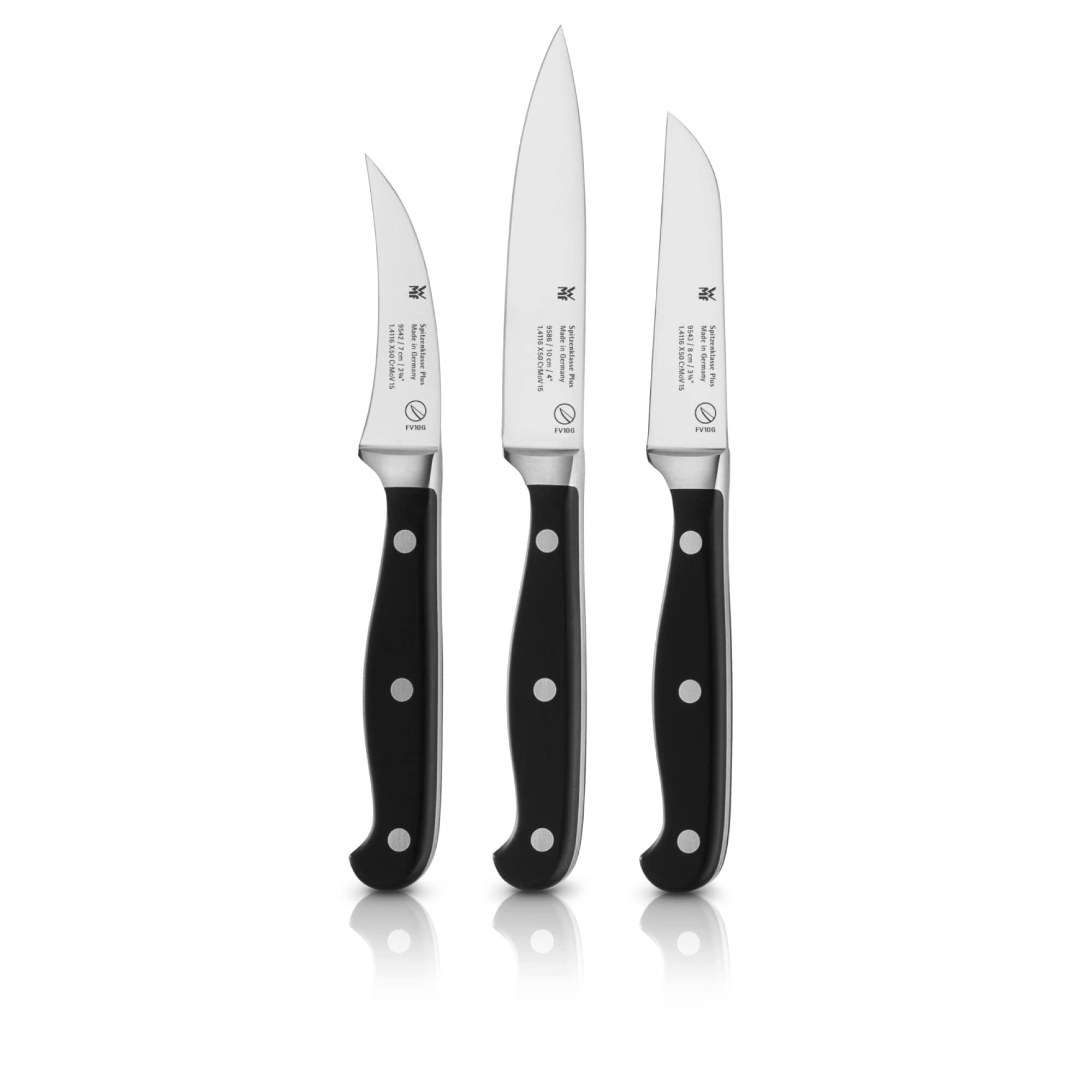 WMF Spitzenklasse Plus Messerset 3teilig, Made in Germany, 3 Messer geschmiedet, Küchenmesser Set, Spezialklingenstahl