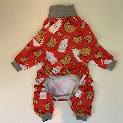 Tooth and Honey Pitbull Pajamas/Red Milk & Cookie Print Onesie/Lightweight Pullover Pajamas/Full Coverage Dog pjs - Image 4