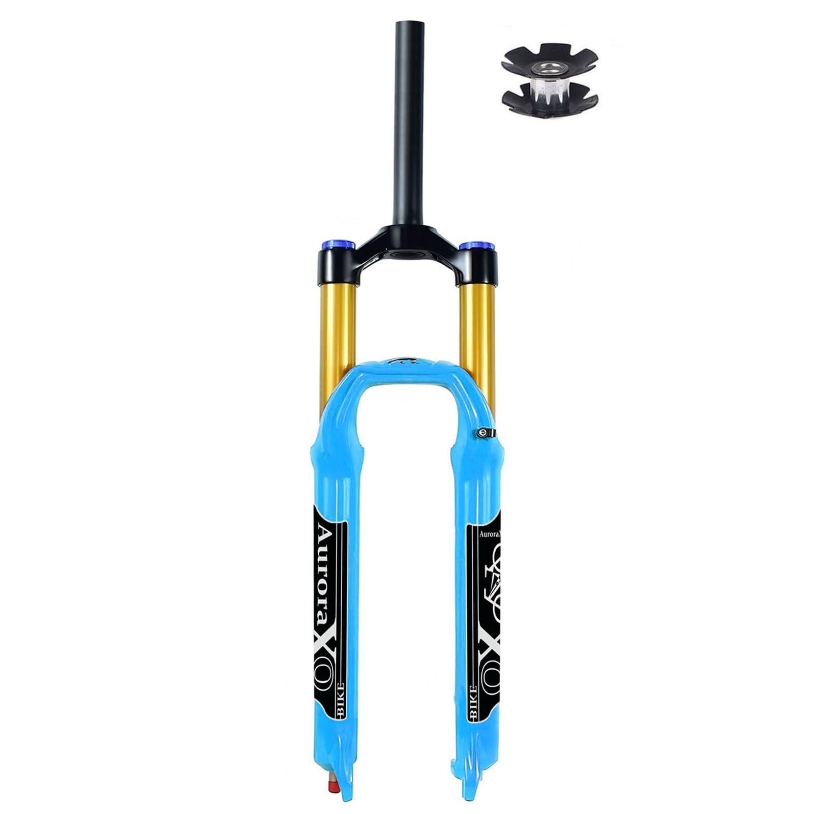 WIQUYBML Mountain Bike Front Fork 26/27.5/29, AIR-34 Travel 160mm, Rebound Adjust, Bicycle Air 9mm QR for MTB/XC/AM - Blue