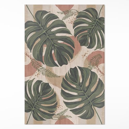 Tapis en vinyle Monstera 60x90 cm rectangulaire pour salon et cuisine - 2
