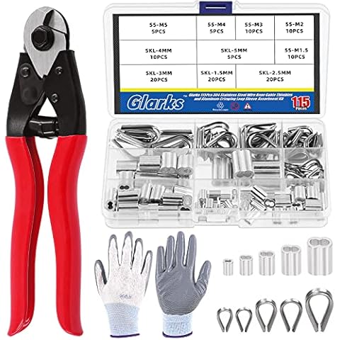 Glarks 117Pcs Heavy Duty Wire Rope Kit Cover