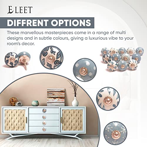 Assorted Ceramic Knobs Premium Quality Vintage Cabinet Cupboard Door & Drawer Pulls Chrome Hardware (12, Grey & White) #TOP5