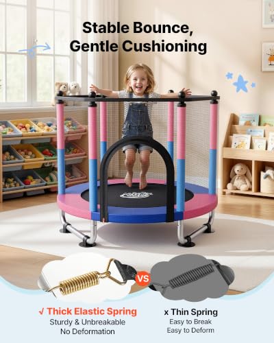 Image of VEVOR 3FT Trampoline 36 inch Trampolines Indoor /Outdoor Trampoline for Toddlers, Foldable Mini Baby Jump Toy with Foam Handle, Recreational Trampolines Birthday Gift for 3+ Years Kids
