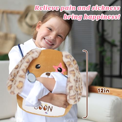 Image of Easfan Get Well Soon Dog Plush Pillow Puppy Stuffed Animal with Floppy Long Ears, Cuddly Soft Toy Recovery Gifts for Patients Sick Girls Boys, Light Brown, 12 inch