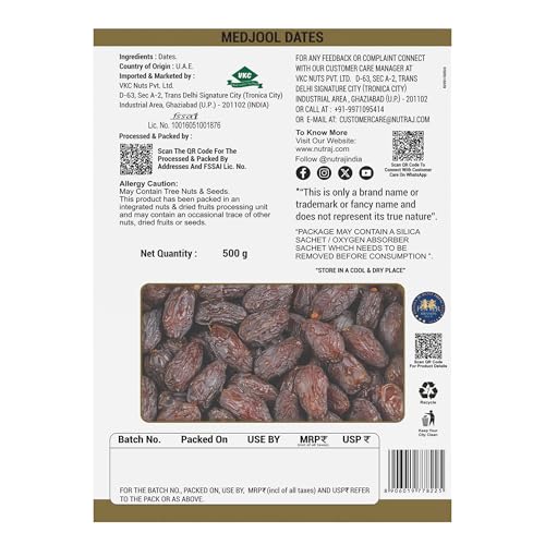 Image of Nutraj Anmol Medjool Dates 500G | Khajoor | Khajur | Jumbo Size | Dry fruits | Nuts | Grocery Items