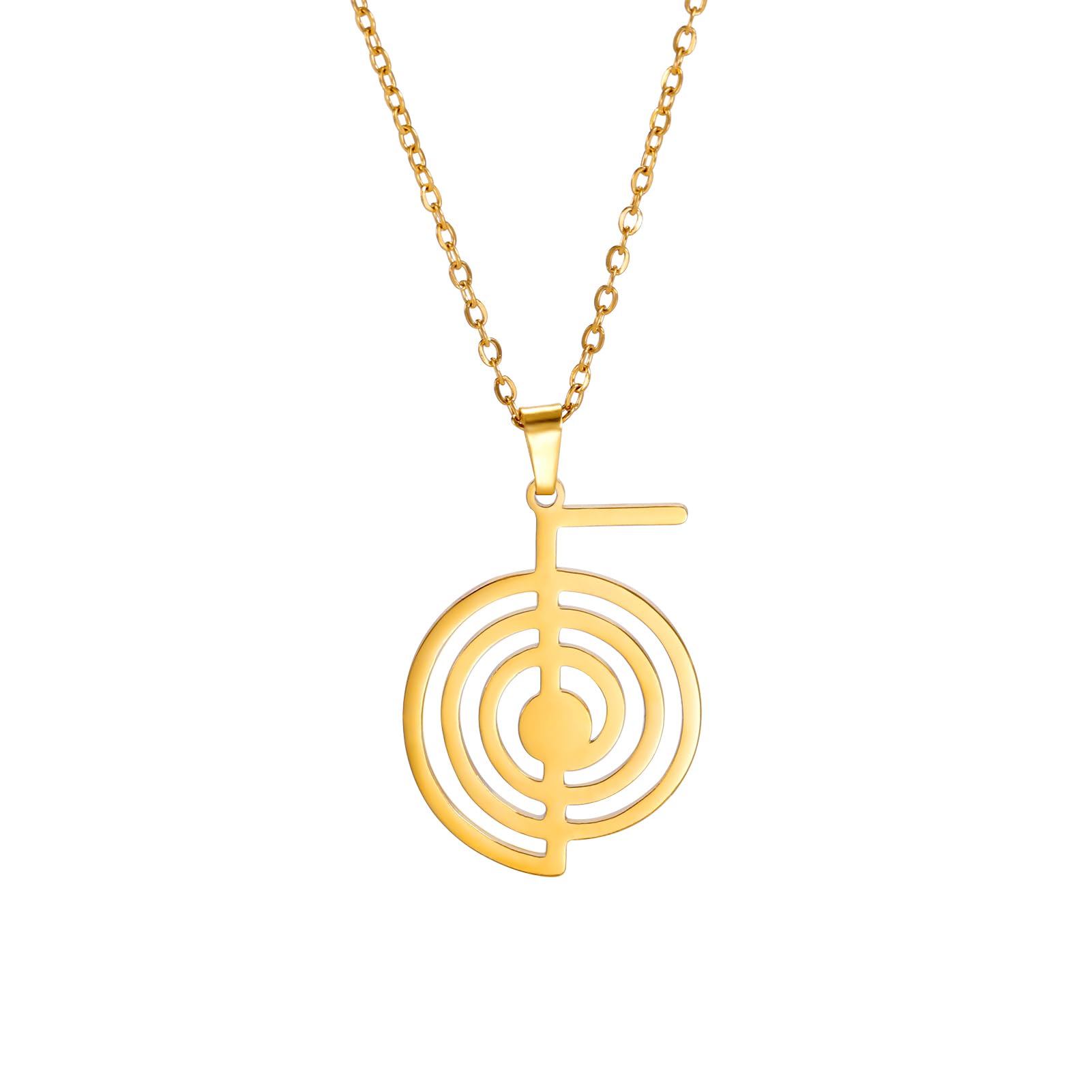 Cho Ku Rei Reiki Necklace Protection Healing Symbol Yoga Necklace For Women Sacred Geometry Stainless Steel Drop Healing Energy Yoga Power Pendant Necklace Sacred Geometry Amulet