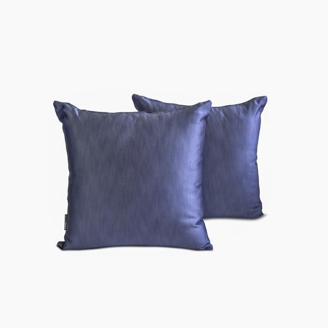 The HomeCentric Decorative Cushion Cases Blue Pack of 2, 30x30 cm (12"x12") Satin Solid Thow Cushion Case For Sofa, Solid Modern Style - Midnight Blue Slub Satin โ image 1