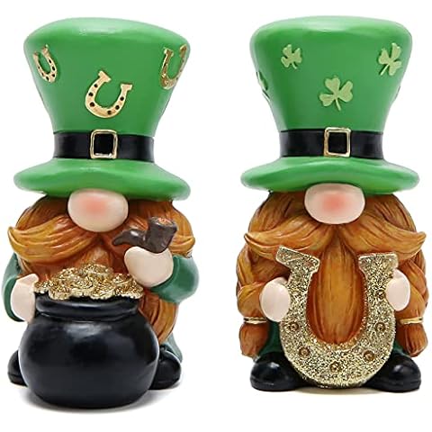 Hodao 2 PCS Spring St Patricks Day Gnomes Decorations Beard Elf for St Patricks Day Decor Home Table Ornament Decor Dwarf Figurines for St. Patricks Day Gifts Green Irish Handmade Gnome Decorations Cover