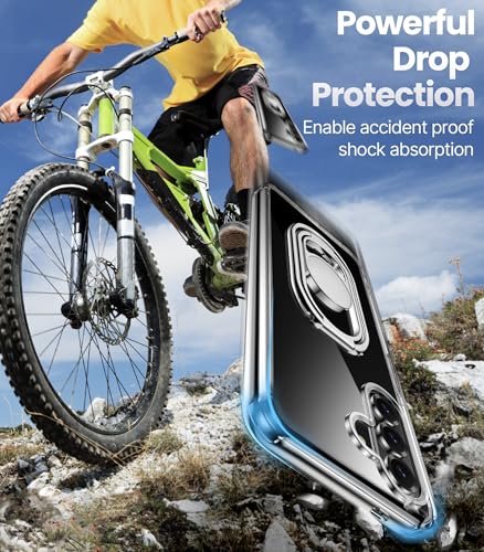 Image of SHIELDS UP for Galaxy S26 Back Cover with Stand, Samsung S26 Case Clear with Double Ring Holder [Adjustable & Foldable] Shockproof Protective Cover for Samsung Galaxy S26, Clear