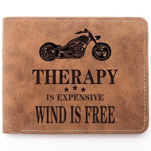 Motorcycle Gifts,Leather Wallet for Men,Engraved Personalized Leather Wallet,Men Safe Ride Travel Biker Gift New Driver Gift Birthday Gifts (Motorcycle)