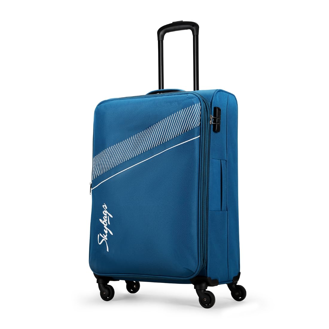 SkybagsTrick Polyester Softsided 69 Cm Cabin Stylish Luggage Trolley with 4 Spinner Wheels | Blue Trolley Bag - Unisex