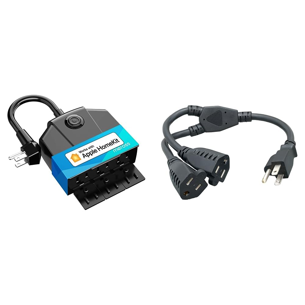 Outdoor Smart Plug with 3 Sockets and Power Cord Extension and Splitter