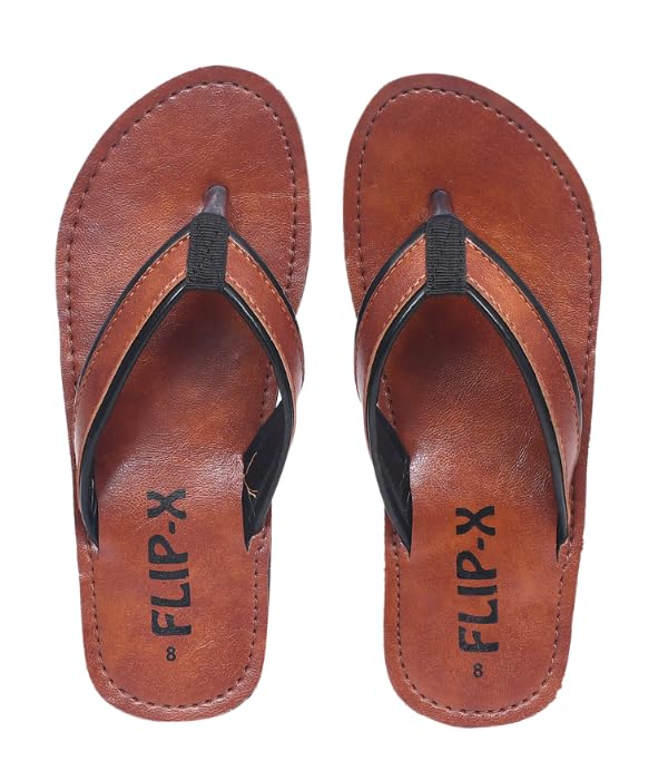 LEACO Men Slippers By Flip X - Leatherette Comfortable, Stylish, Durable, Non-Slip Slippers For Men. (Brown, numeric_7) (B0CBSBZJ89) Amazon Price History, Amazon Price Tracker
