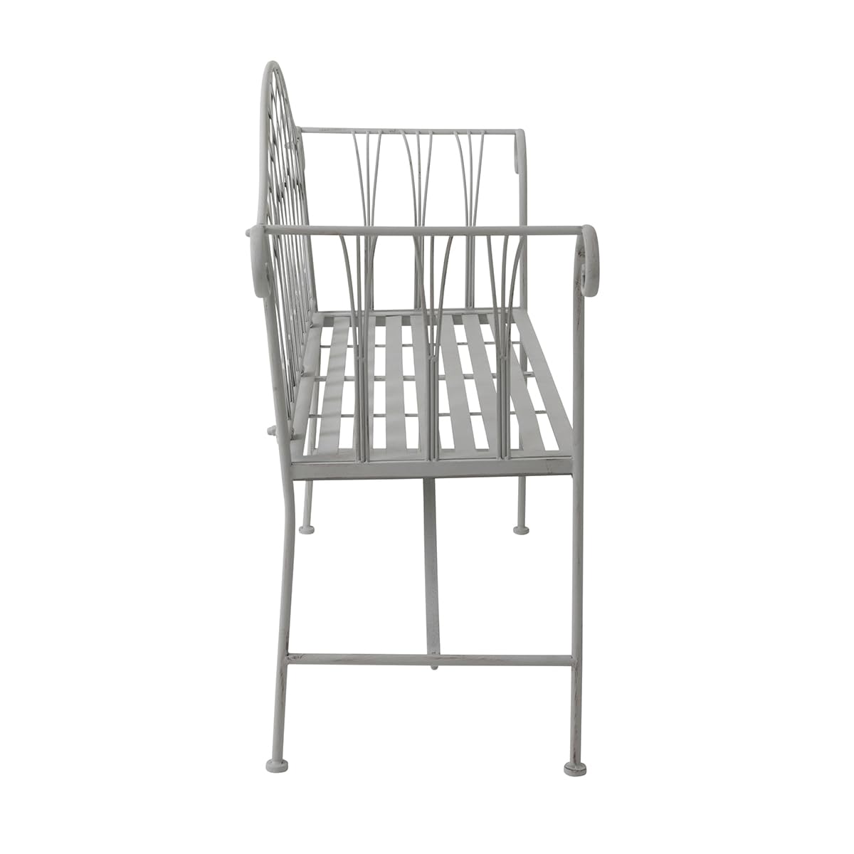 CHARLES BENTLEY Banc extérieur 2 Places Fer forgé Gris, Design Rustique, accoudoirs courbés, Style élégant, résistant à la Rouille, mobilier terrasse Jardin (128x44x93cm)