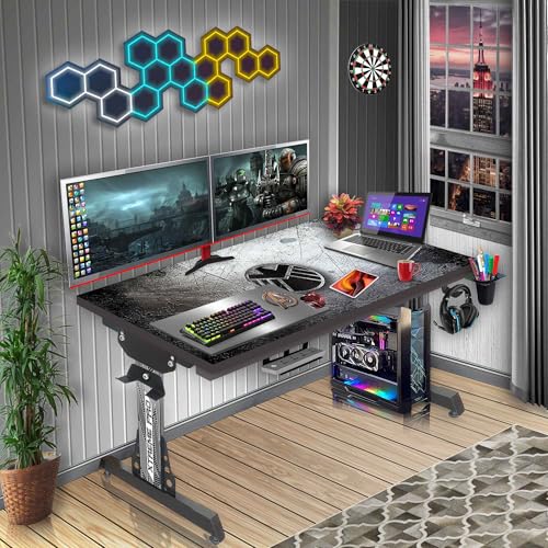 Image of Xtreme PRO Direct Theme Printed Computer Desk for Gaming, Work & Study. Large for PC, Dual Monitors, iMac, and Laptops. Metal & Engineered Wood. Black Stand Desk. 4 Feet-XPB4 (XPB425-CT-116)