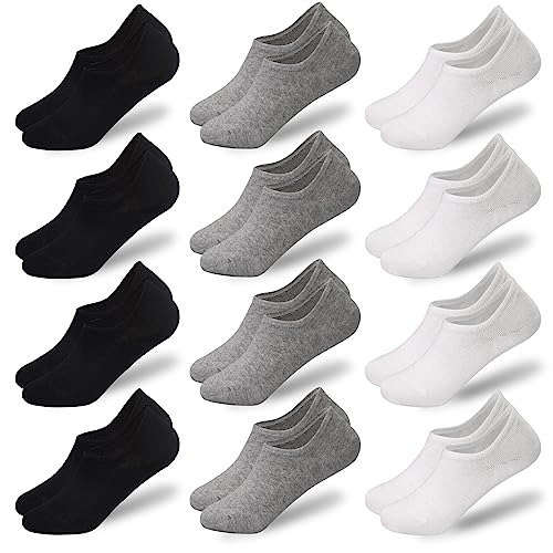 GRPSKCOS No Show Socks Men- 12 Pairs Invisible Socks with Anti-Slip Silicon Sneakers Flats Loafers Casual Low Cut Sock