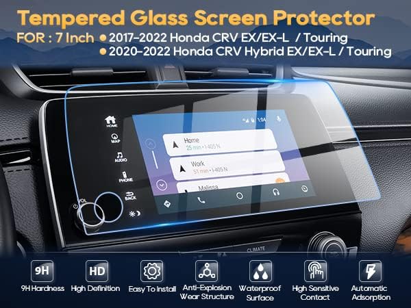 LFOTPP Fit for CRV EX EX-L Touring 2017-2021 2022 7-Inch Car Navigation Screen Protector, Heat Resistant Tempered Glass Infotainment Display in-Dash Center Touch Screen Protector