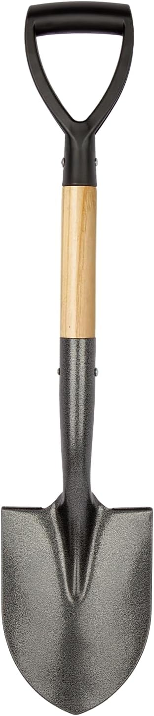 Shovel for Digging, Round Small Shovel with Wooden D-Handle, Metal Garden Shovel for Gardening, 28 Inches