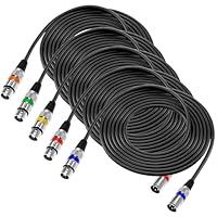 QWORK® 5 Stück 5M XLR Kabel, 3-pin XLR Mikrofonkabel Stecker auf Buchse, Störungsfreies XLR-Kabel, für Mikrofon, Lautsprecher, Audiomixer