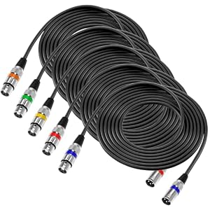 QWORK® 5 Stück 5M XLR Kabel, 3-pin XLR Mikrofonkabel Stecker auf Buchse, Störungsfreies XLR-Kabel, für Mikrofon, Lautsprecher, Audiomixer