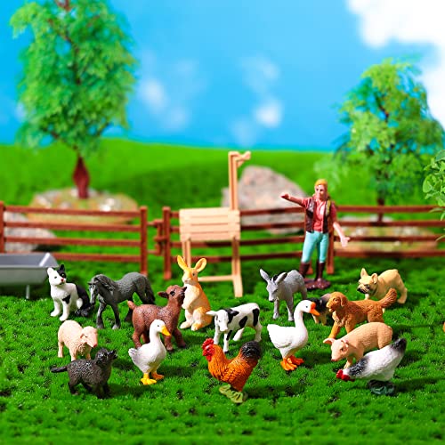 JOKFEICE Mini-Tierfiguren, 16 STK. Realistisch Bauernhoftiere Spielzeug für Kuchendeckel, Lernspielzeug, Geburtstag Gastgeschenke Geschenk für Kinder Kleinkinder