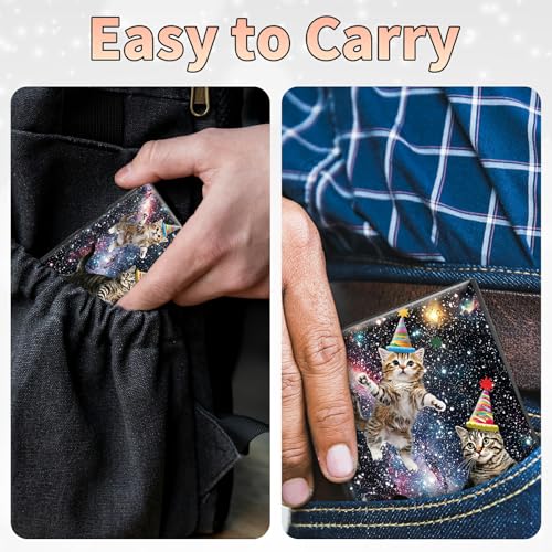 Image of Slim Credit Card Holder, Cats Galaxy Nebula RFID Blocking Metal Wallet for Men & Women, Aluminum Minimalist Hard Case Pocket-Sized Business Cards Organizer (Fits Up to 10 Cards)