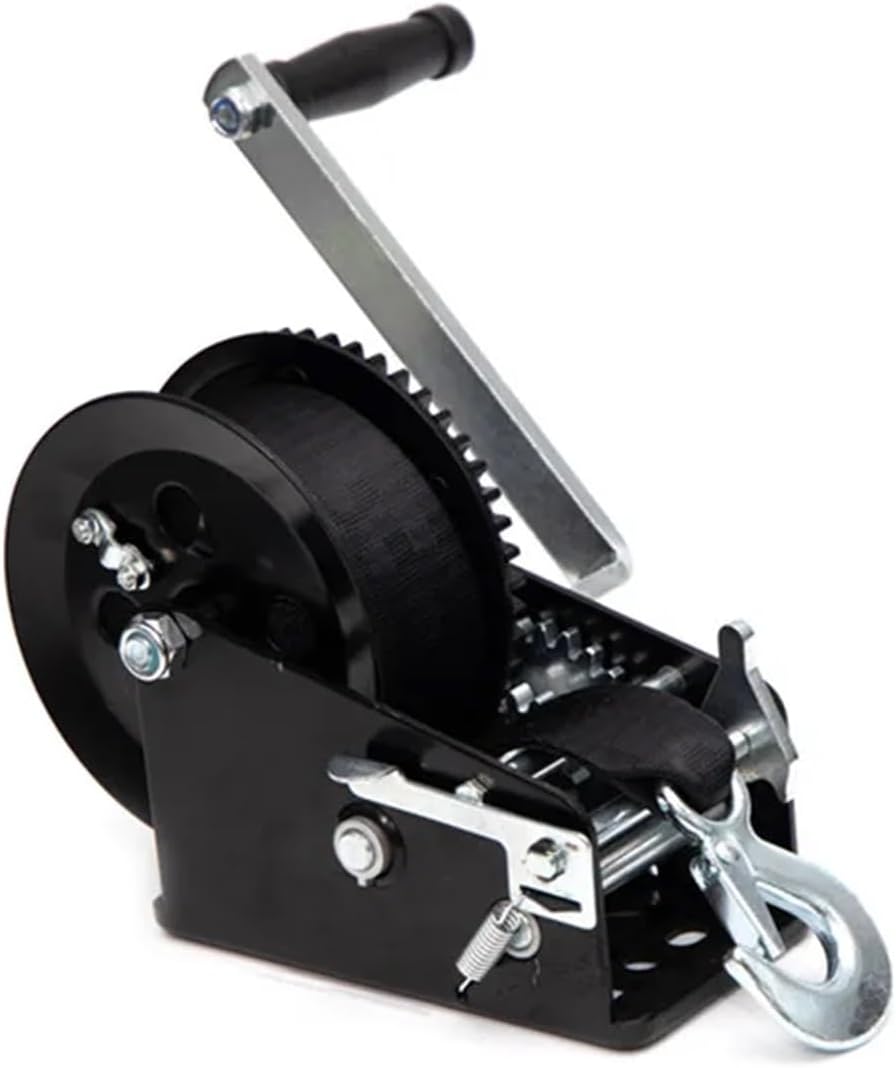 LIAMOS Boat Trailer Hand Winch 3500lbs with Quick Release Handle Crank Winch with Belt Webbing Strap,Sturdy Construction