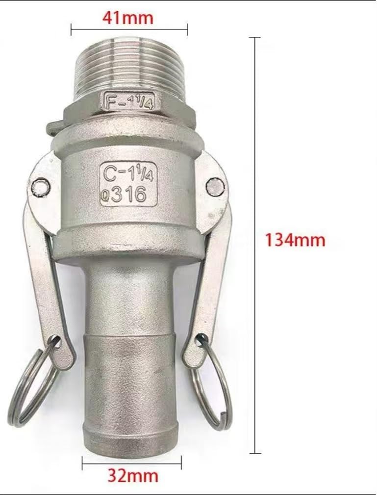 Conector de Toque de Manguera, Conector rápido de Acero Inoxidable 304, Juego de Palanca Tipo C, conexión rápida de Manguera C+F(134 x 41 x 32mm)